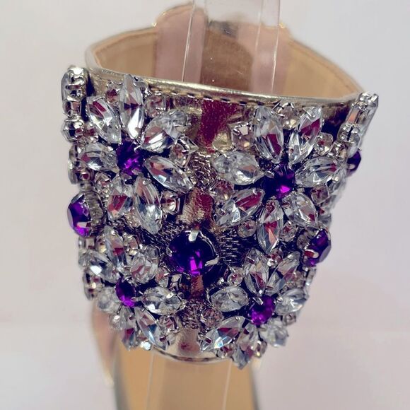 Elegant Gold Rhinestone Embellished Women's Heels Size 37 EUC - Picture 6 of 7